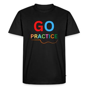 Practice Violin - Go Practice- Rainbow Text - Men's Premium Organic T-Shirt - black - Front - Nico (187cm)