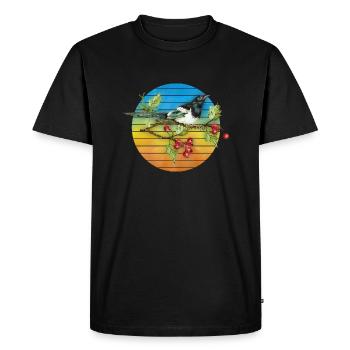 Oiseau coloré - T-shirt Premium bio Homme - noir - Devant - Nico (187cm)