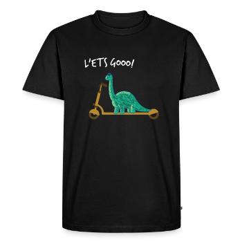 Cute Dino Little Dinosaur Blue with scooter - Men's Premium Organic T-Shirt - black - Front - Nico (187cm)