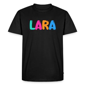 Name - Lara - Men's Premium Organic T-Shirt - black - Front - Nico (187cm)