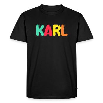 Nom - Karl - T-shirt Premium bio Homme - noir - Devant - Nico (187cm)