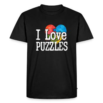 I Love Puzzles Piece Jigsaw Puzzle - Men's Premium Organic T-Shirt - black - Front - Nico (187cm)