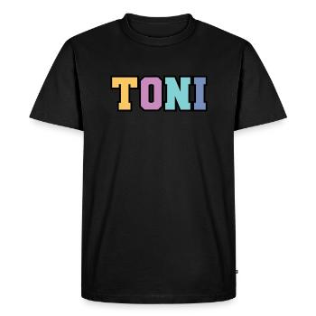 Name - Toni - Men's Premium Organic T-Shirt - black - Front - Nico (187cm)