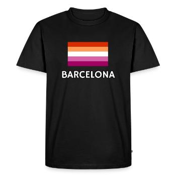 Drapeau de la fierté lesbienne de Barcelone - T-shirt Premium bio Homme - noir - Devant - Nico (187cm)