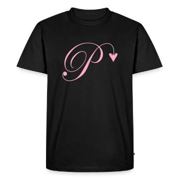 Monogramme P Coeur Vigne - T-shirt Premium bio Homme - noir - Devant - Nico (187cm)