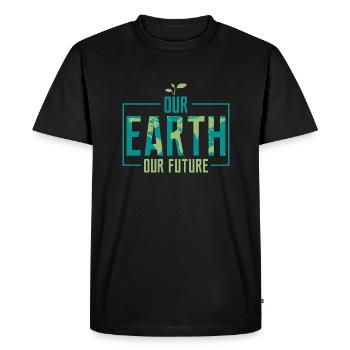 Our Earth Our Future Earth Day Environmental Plane - Men's Premium Organic T-Shirt - black - Front - Nico (187cm)