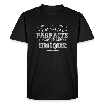 je ne suis pas parfaite mais je suis unique - T-shirt Premium bio Homme - noir - Devant - Nico (187cm)