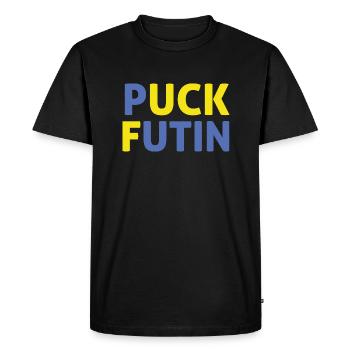 I Stand With Ukraine Puck Futin support Ukraine - Men's Premium Organic T-Shirt - black - Front - Nico (187cm)
