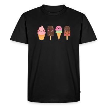Kawaii Ice Cream - Sweet Ice Cream Faces - T-shirt Premium bio Homme - noir - Devant - Nico (187cm)