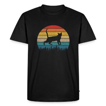 Chat Rétro Vintage - T-shirt Premium bio Homme - noir - Devant - Nico (187cm)