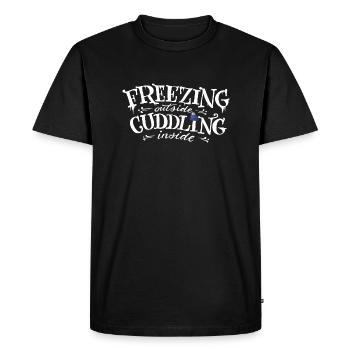 Freezing Cuddling Winter Cold Saying Christmas - Men's Premium Organic T-Shirt - black - Front - Nico (187cm)