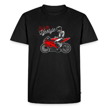 Moto Lifestyle / Moto / Moto motard - T-shirt Premium bio Homme - noir - Devant - Nico (187cm)