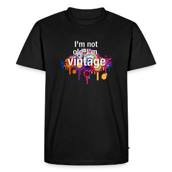 Je ne suis pas vieux, je suis vintage (en anglais) - T-shirt Premium bio Homme - noir - Devant - Nico (187cm)