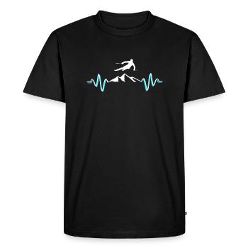 Alpine Skiing Heartbeat - Men's Premium Organic T-Shirt - black - Front - Nico (187cm)