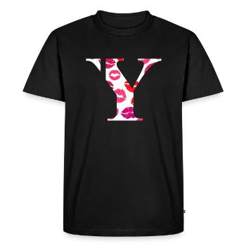 Lettre y bisous - T-shirt Premium bio Homme - noir - Devant - Nico (187cm)