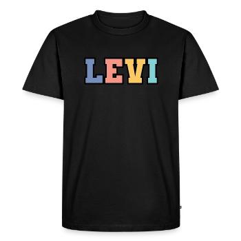 Nom - Levi - T-shirt Premium bio Homme - noir - Devant - Nico (187cm)