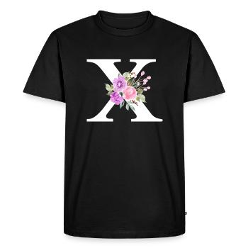 Lettre x floral violet - T-shirt Premium bio Homme - noir - Devant - Nico (187cm)