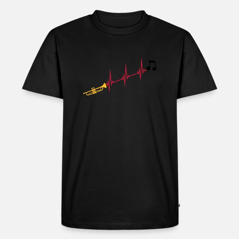 Musiknote Herzschlag Trompete - Männer Premium Bio T-Shirt - Schwarz