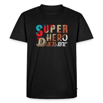 Supper Hero Dad - Men's Premium Organic T-Shirt - black - Front - Nico (187cm)