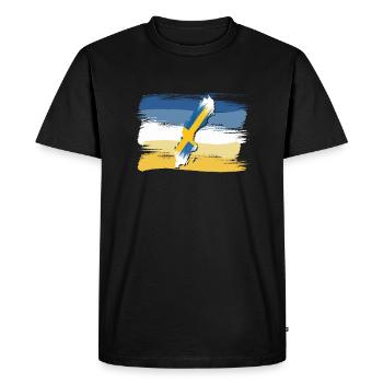 Suède Contour du pays Drapeau Cadeau de Noël - T-shirt Premium bio Homme - noir - Devant - Nico (187cm)