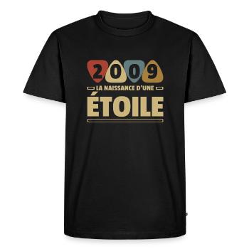 date de naissance 2009 / anniversaire année 2009 - T-shirt Premium bio Homme - noir - Devant - Nico (187cm)