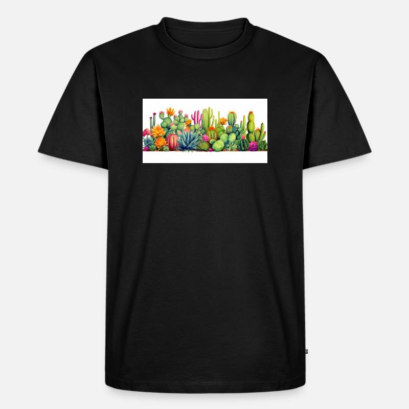 Cactus 2 - Männer Premium Bio T-Shirt - Schwarz