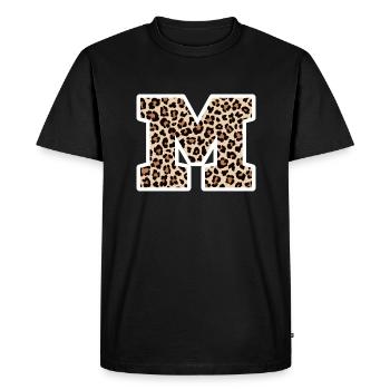 lettre M motif léopard -idée cadeau d’anniversaire - T-shirt Premium bio Homme - noir - Devant - Nico (187cm)