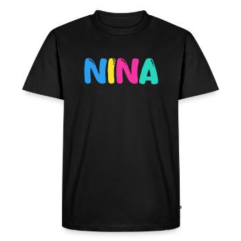 Name - Nina - Men's Premium Organic T-Shirt - black - Front - Nico (187cm)