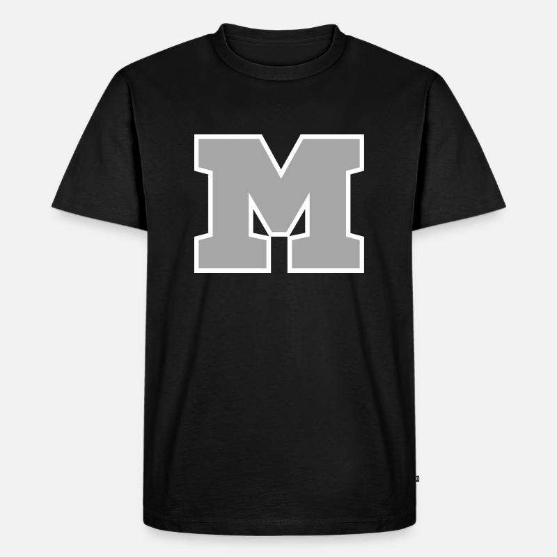 Buchstabe m sport - Männer Premium Bio T-Shirt - Schwarz