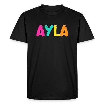Name - Ayla - Men's Premium Organic T-Shirt - black - Front - Nico (187cm)