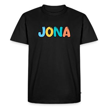 Nom - Jonas - T-shirt Premium bio Homme - noir - Devant - Nico (187cm)