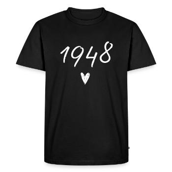 1948 coeur anniversaire - T-shirt Premium bio Homme - noir - Devant - Nico (187cm)