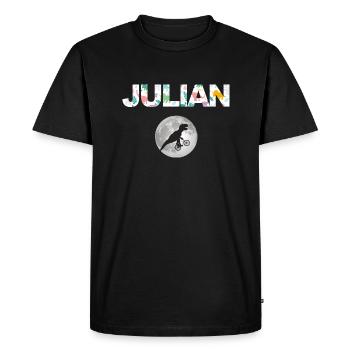 JULIAN - Beau prénom de garçon avec dinosaure - T-shirt Premium bio Homme - noir - Devant - Nico (187cm)