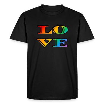 Amour arc-en-ciel rétro - T-shirt Premium bio Homme - noir - Devant - Nico (187cm)