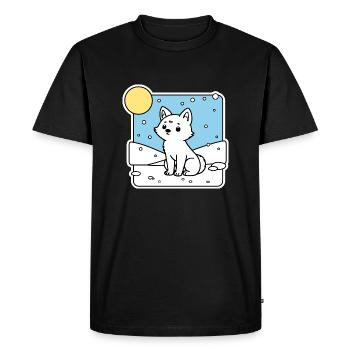 A cute little baby arctic fox in the snow - Men's Premium Organic T-Shirt - black - Front - Nico (187cm)