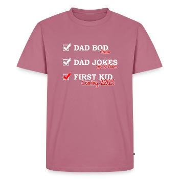 First Time Dad 2025 - Dad bod Dad jokes - T-shirt Premium bio Homme - mauve - Devant - Nico (187cm)