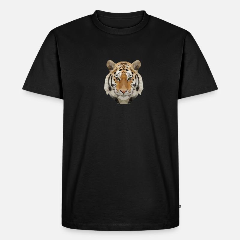 Low Poly Tiger - Männer Premium Bio T-Shirt - Schwarz