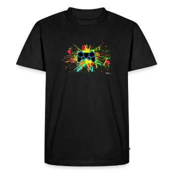 Graffiti contrôleur éclaboussure - T-shirt Premium bio Homme - noir - Devant - Nico (187cm)