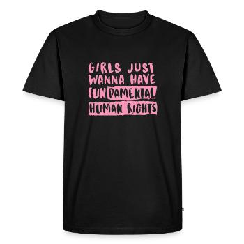 Féminisme égalité Les filles roses veulent juste s'amuser - T-shirt Premium bio Homme - noir - Devant - Nico (187cm)
