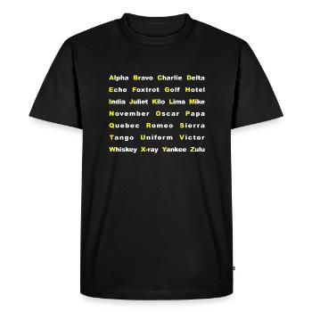 THE AVIATION ALPHABET - NATO Alphabet - Men's Premium Organic T-Shirt - black - Front - Nico (187cm)