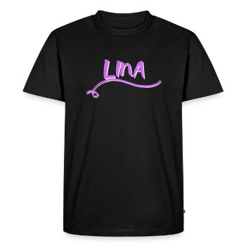 LINA Nom Logo de motif - T-shirt Premium bio Homme - noir - Devant - Nico (187cm)