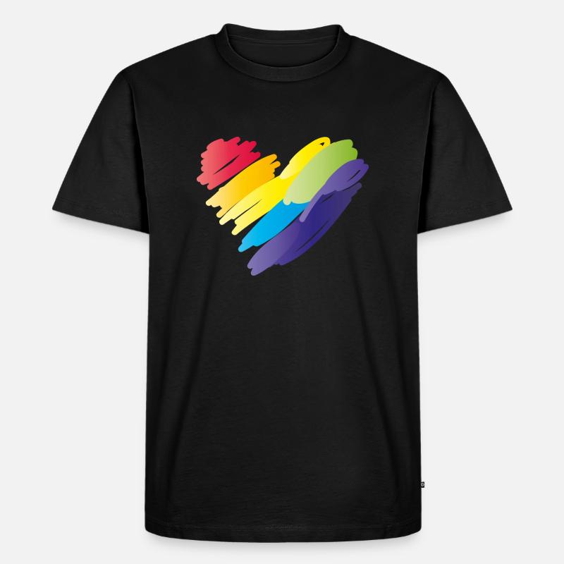 herz rainbow - Männer Premium Bio T-Shirt - Schwarz