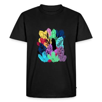 Crystals - Cat - Magic - Men's Premium Organic T-Shirt - black - Front - Nico (187cm)