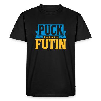 puck futin logo design - Men's Premium Organic T-Shirt - black - Front - Nico (187cm)