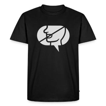 Interdit de communiquer l’icône bulle de parole - T-shirt Premium bio Homme - noir - Devant - Nico (187cm)