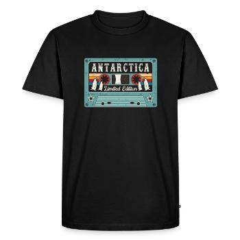 Vintage Antarctica with Penguin - Men's Premium Organic T-Shirt - black - Front - Nico (187cm)