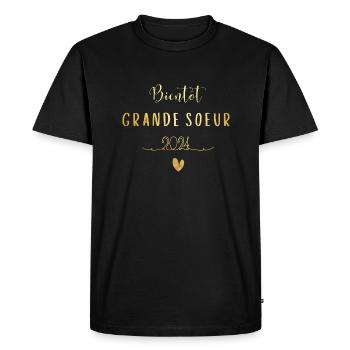 Grande sœur 2024-annonce grossesse - T-shirt Premium bio Homme - noir - Devant - Nico (187cm)