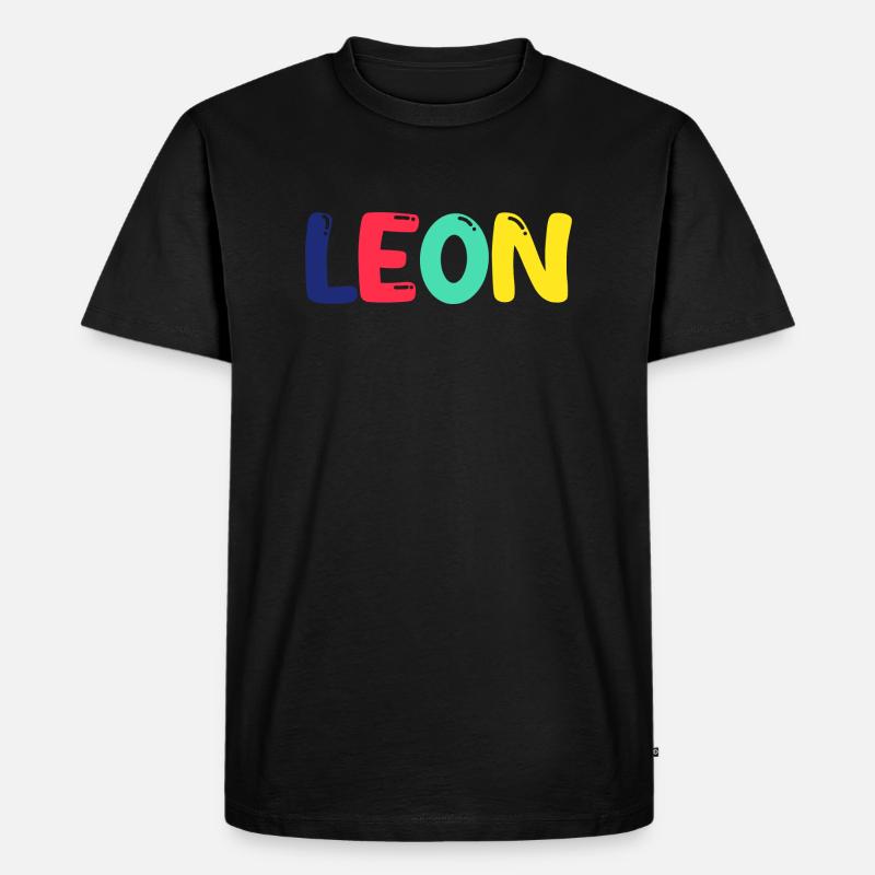 Name - Leon - Männer Premium Bio T-Shirt - Schwarz