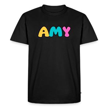 Name - Amy - Men's Premium Organic T-Shirt - black - Front - Nico (187cm)