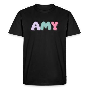Name - Amy - Men's Premium Organic T-Shirt - black - Front - Nico (187cm)